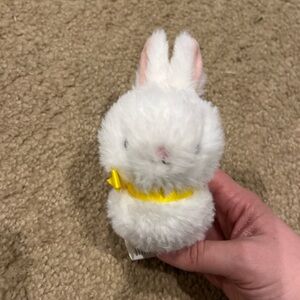 Cute White Plush Bunny with Yellow Bow